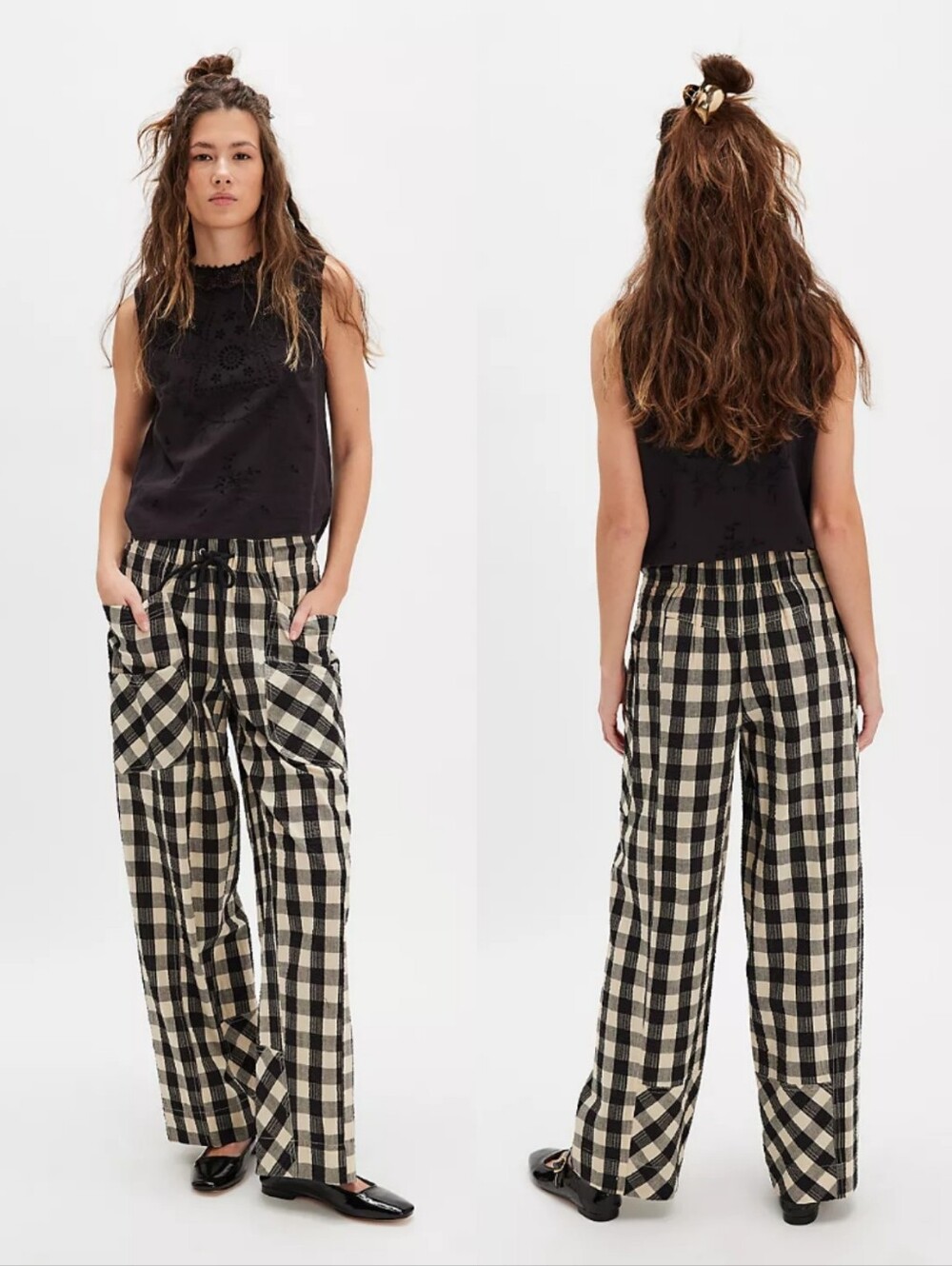 FREE PEOPLE Chime In Pull-On Pants In Tan Combo M.